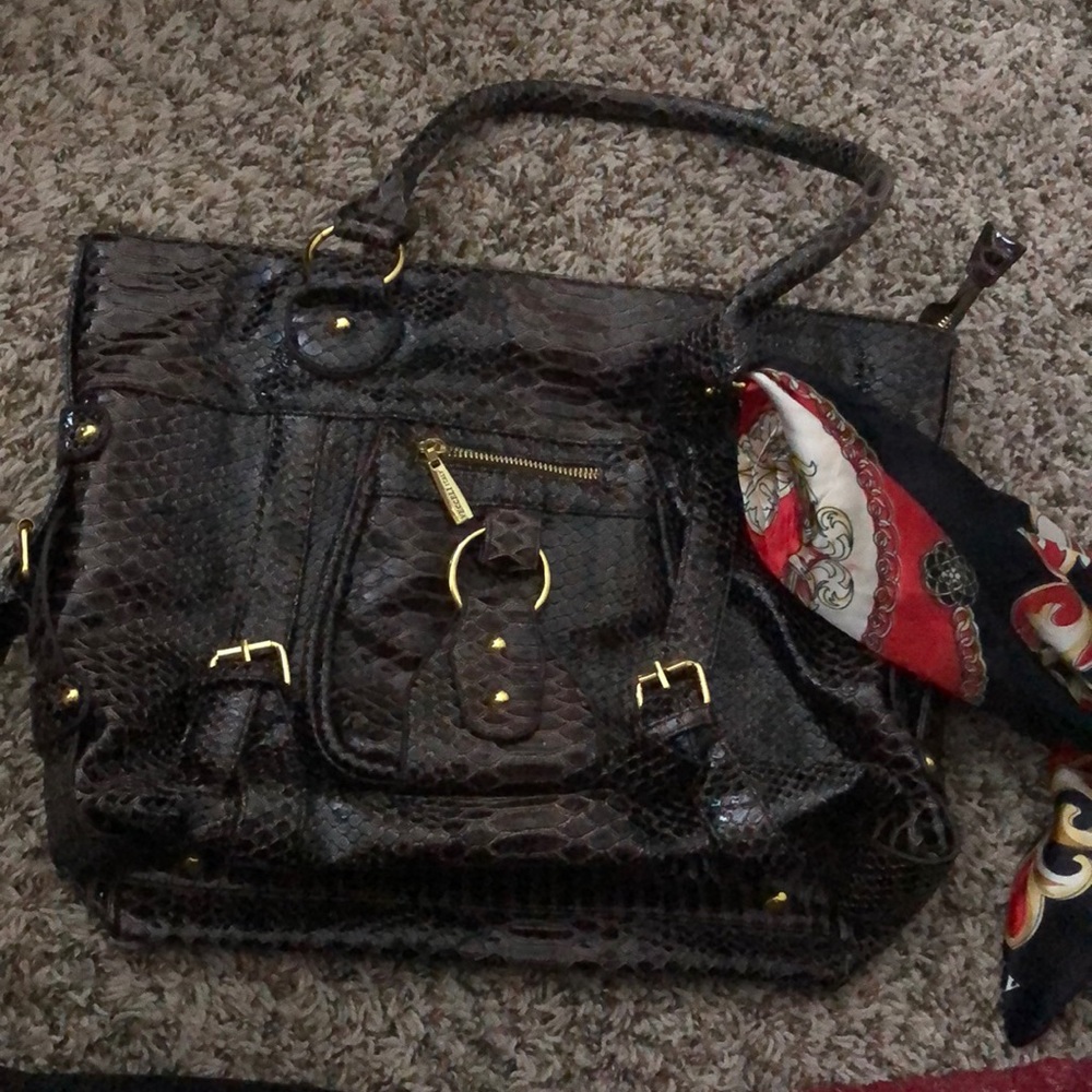 Vecceli Italy brown snakeskin purse